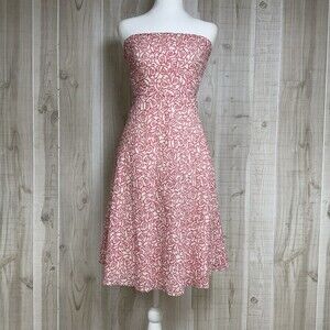 Y2K‎ J. Crew Strapless Empire Waist Pink White Dress Cocktail Resort 6P